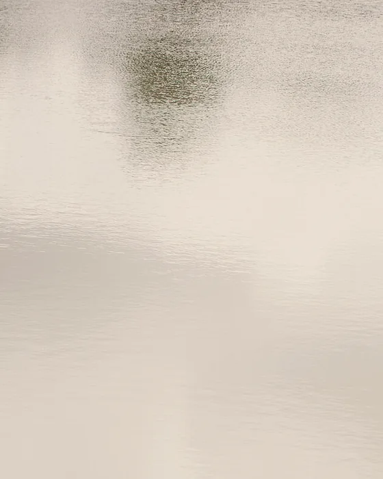 Still, pale water under a soft sky
